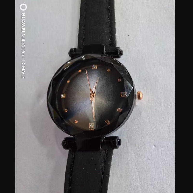 Rose Gold Women Watches Fashion Diamond Ladies Starry Sky Magnet Watch Waterproof Female Wristwatch