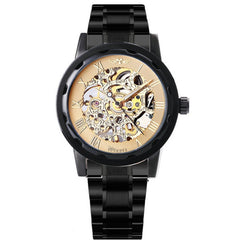 The winner men's fashion business casual space engraved gold watchband manual mechanical watches