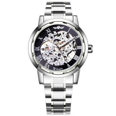 The winner men's fashion business casual space engraved gold watchband manual mechanical watches