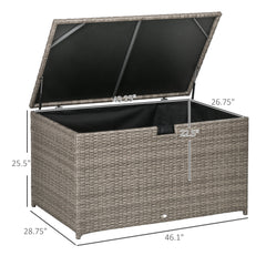 113 Gallon Outdoor Storage Box, Rattan Deck Box for Indoor, Patio Furniture Cushions, Pool Garden Tools, Gray