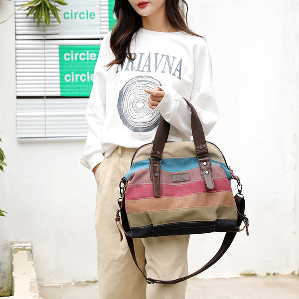 Canvas Bag Women's Single Shoulder Diagonal Portable Large Capacity