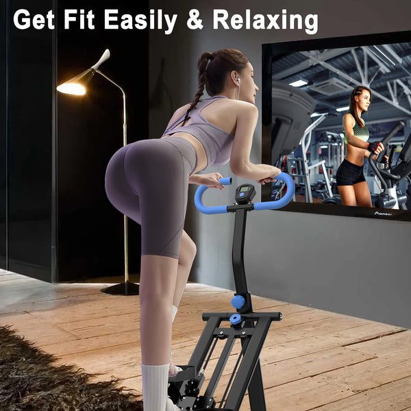 Stair Stepper With Resistance Home-Upgrade Vertical Climber Workout Machine For Full-Body Exercise Climber Fitness Equipment With Stable Frame Adjustable Handlebar-Black Blue
