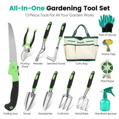 13Pcs Garden Tool Set Aluminum Alloy Gardening Hand Tools Starter Kit With Garden Bag Outdoor Hand Tools