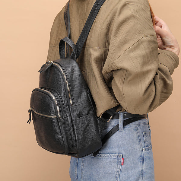 First Layer Cowhide Soft Leather Women's Backpack