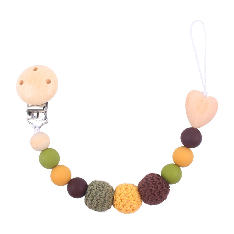 Products Hemu Pacifier Clip Comfort Baby Big Woolen Yarn Ball DIY Bite Molar Fork Drop-Preventing Chain