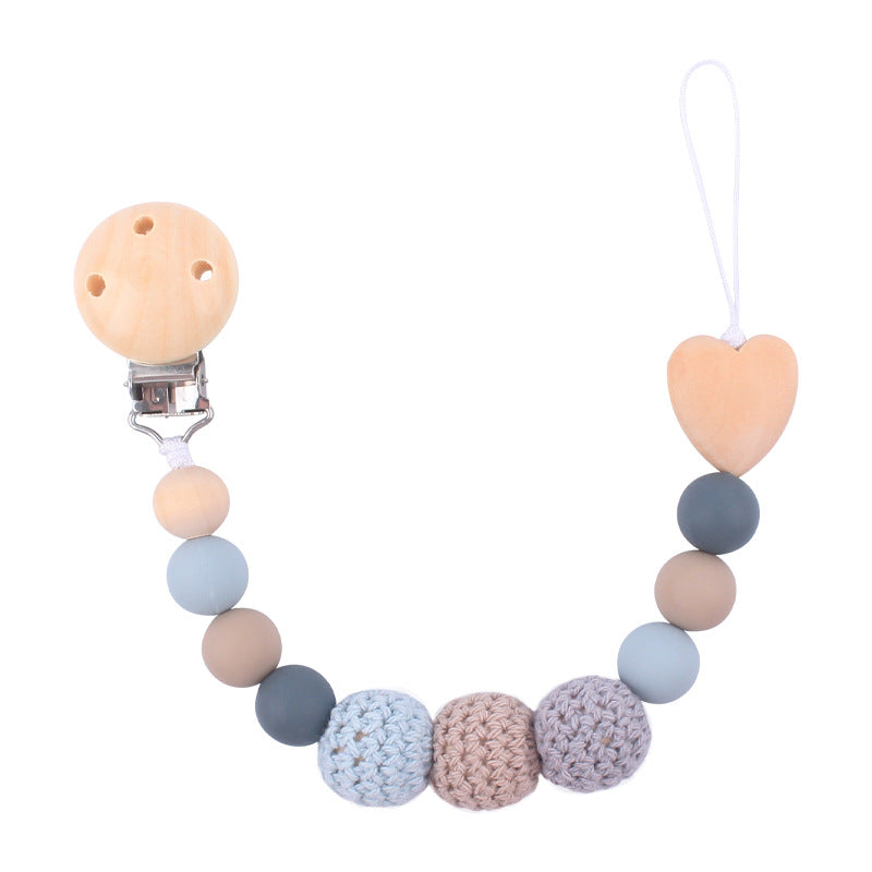 Products Hemu Pacifier Clip Comfort Baby Big Woolen Yarn Ball DIY Bite Molar Fork Drop-Preventing Chain