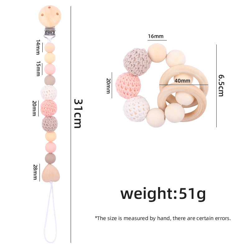 Products Hemu Pacifier Clip Comfort Baby Big Woolen Yarn Ball DIY Bite Molar Fork Drop-Preventing Chain