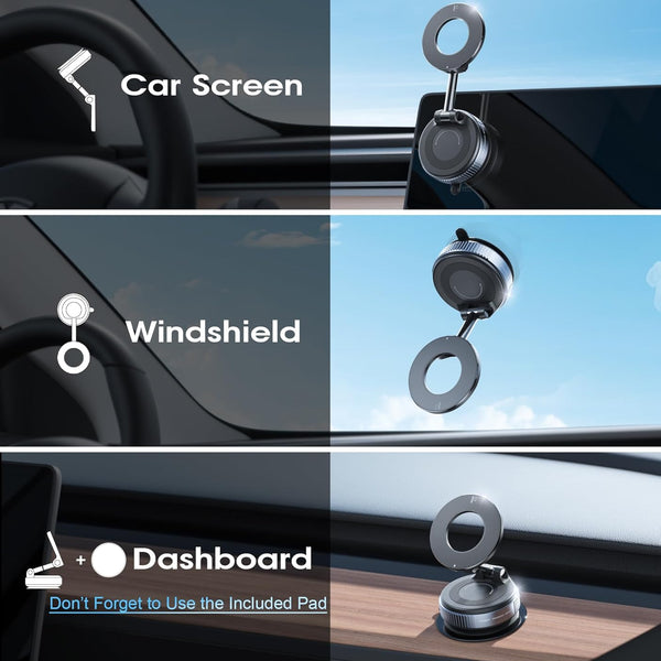 2026 Upgraded Vacuum Magnetic Car Phone Holder 360° Reinforced 96LBS Ultra Suction Cup Phone Mount for MagSafe Cell Phone Holders for Your Car/Gym/Mirror Mount for iPhone & Android