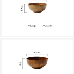 Wooden Bowl Japanese Style Wood Rice Soup Bowl Salad Bowl Food Container Large Small Bowl for Kids Tableware Wooden Utensils