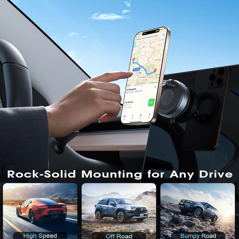 2026 Upgraded Vacuum Magnetic Car Phone Holder 360° Reinforced 96LBS Ultra Suction Cup Phone Mount for MagSafe Cell Phone Holders for Your Car/Gym/Mirror Mount for iPhone & Android