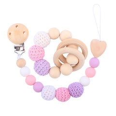 Products Hemu Pacifier Clip Comfort Baby Big Woolen Yarn Ball DIY Bite Molar Fork Drop-Preventing Chain