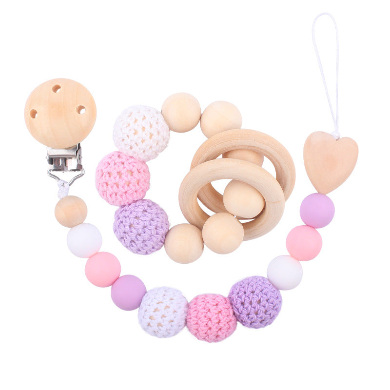 Products Hemu Pacifier Clip Comfort Baby Big Woolen Yarn Ball DIY Bite Molar Fork Drop-Preventing Chain