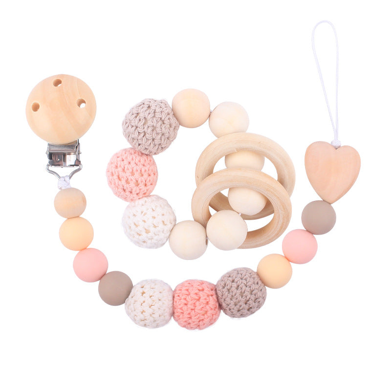 Products Hemu Pacifier Clip Comfort Baby Big Woolen Yarn Ball DIY Bite Molar Fork Drop-Preventing Chain