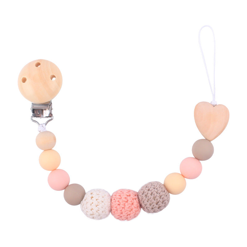 Products Hemu Pacifier Clip Comfort Baby Big Woolen Yarn Ball DIY Bite Molar Fork Drop-Preventing Chain