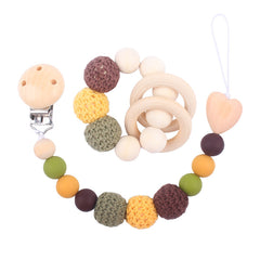 Products Hemu Pacifier Clip Comfort Baby Big Woolen Yarn Ball DIY Bite Molar Fork Drop-Preventing Chain