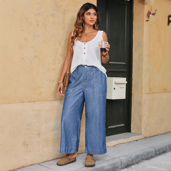 Loose-fitting Ankle-length Pants Multi-color Thin And Drapey